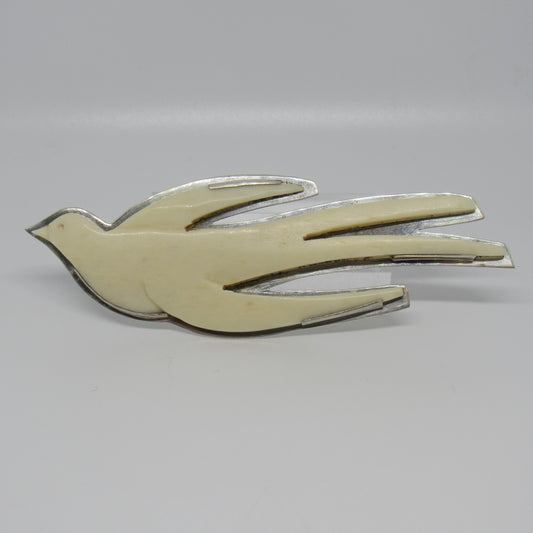 Great Falls Metal Works GFMW White Onyx? Flying Bird Brooch