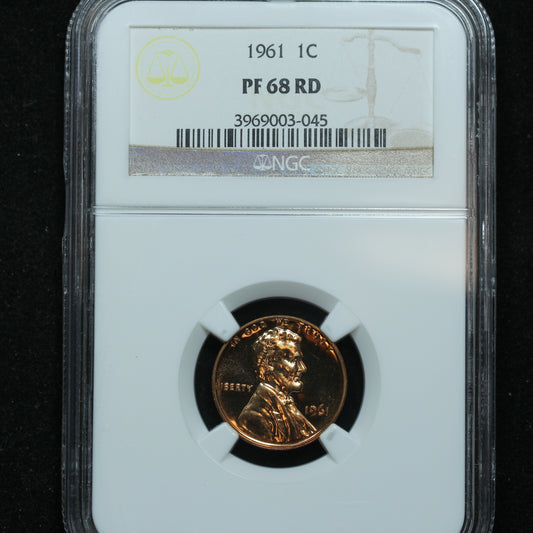 1961 1c Lincoln Cent Penny - NGC PF 68 RD Red