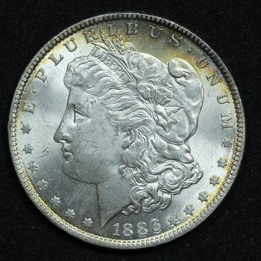 1886 P Morgan Silver Dollar - Philadelphia - Some Rainbow!