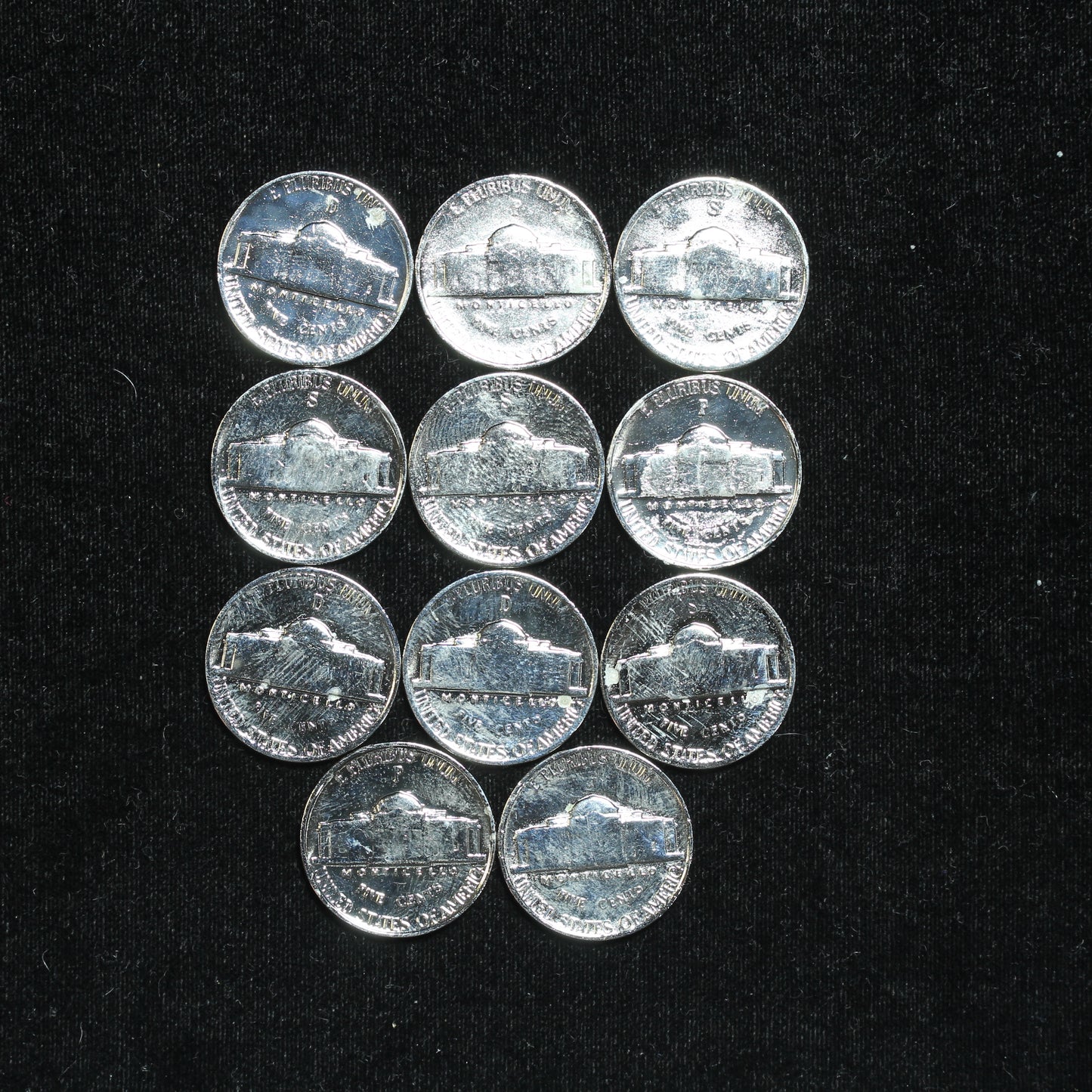 Lot of Polished Shiny War Nickels - 35% Silver - 11 Coins Total