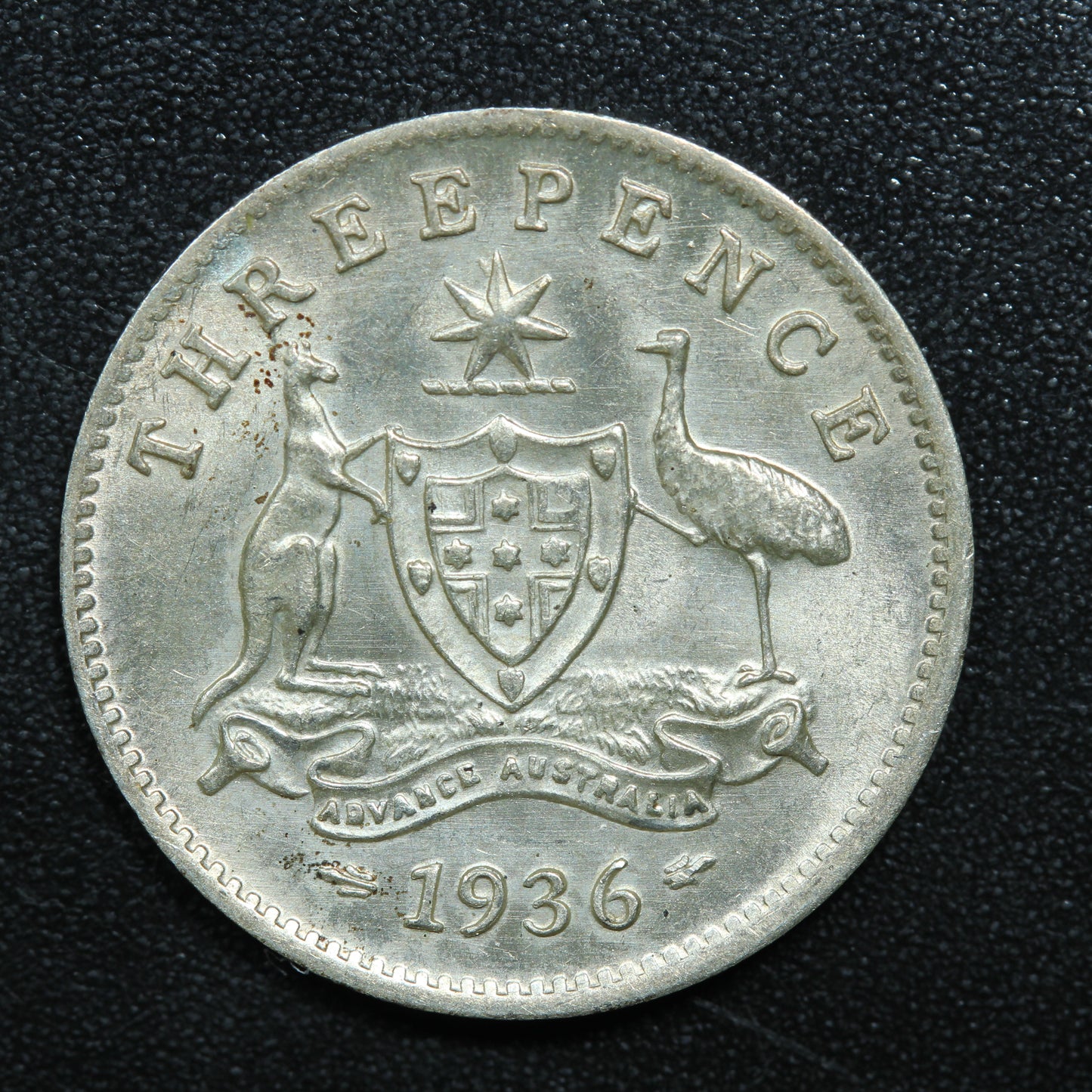 1936 Australian 3 Three Pence Silver Coin - KM# 24