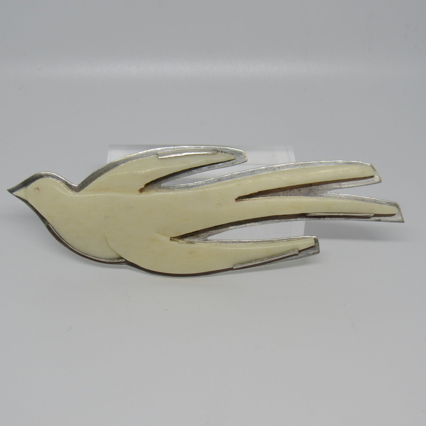 Great Falls Metal Works GFMW White Onyx? Flying Bird Brooch