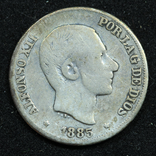 1885 10 Centimos Philippines Silver Coin - Alfonso XII - KM# 148
