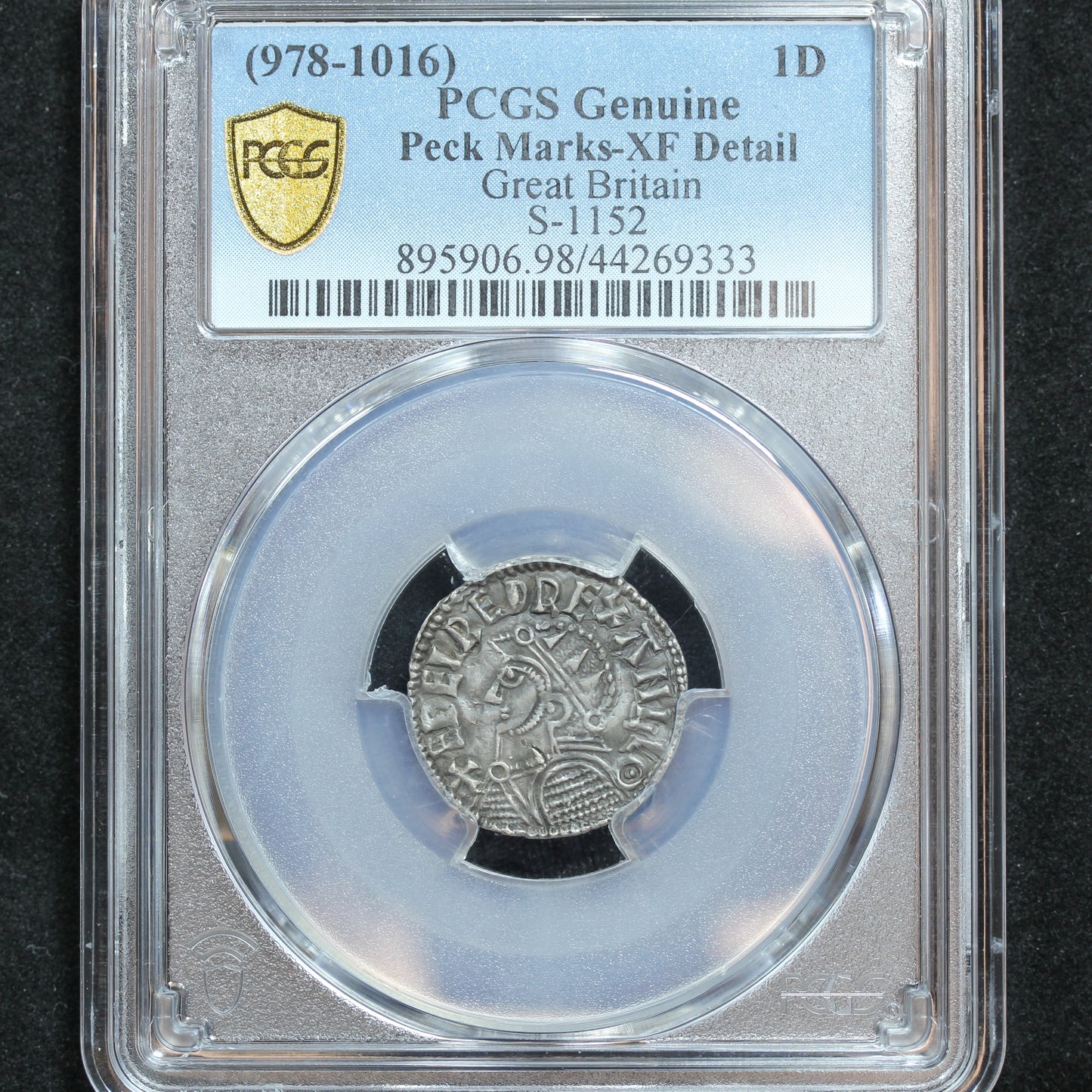 978-1016 Great Britain One Penny Silver Coin S-1152 Aethelred II - PCGS XF Detail