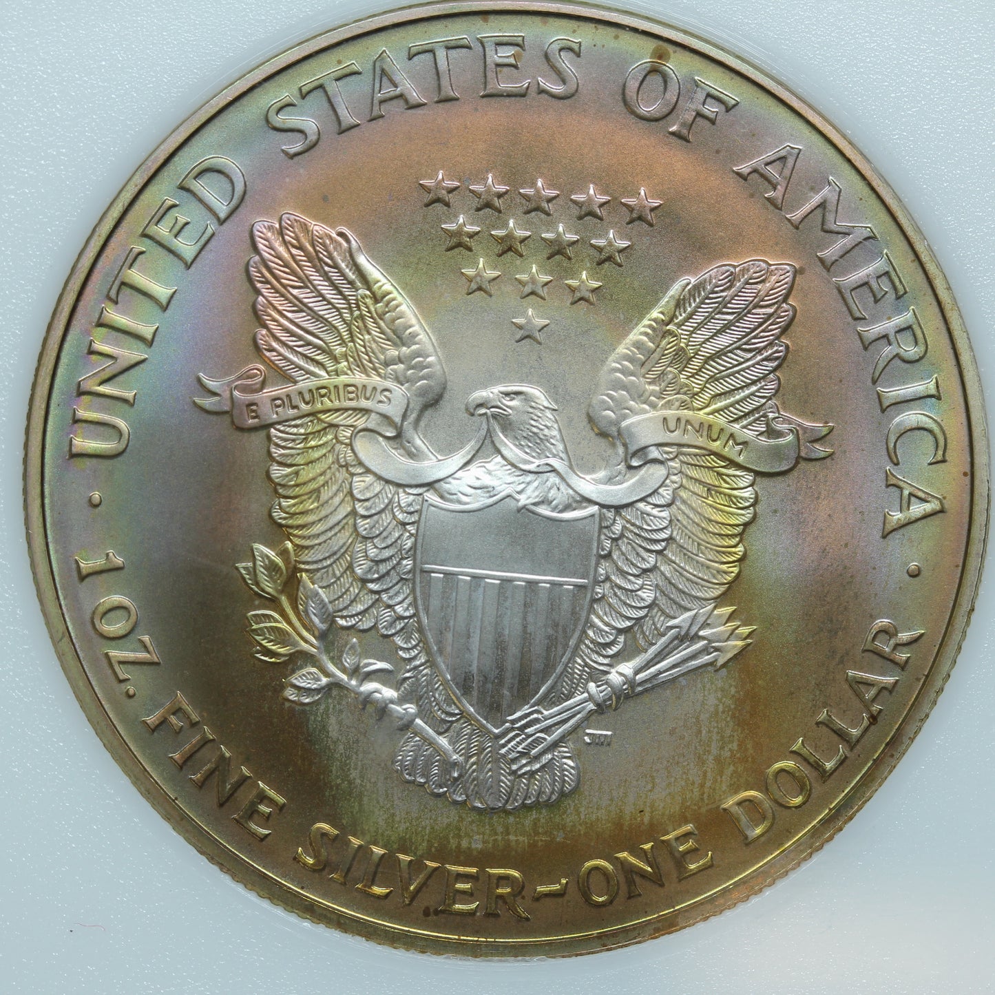 1998 American Silver Eagle Gorgeous Rainbow Toning in Holder