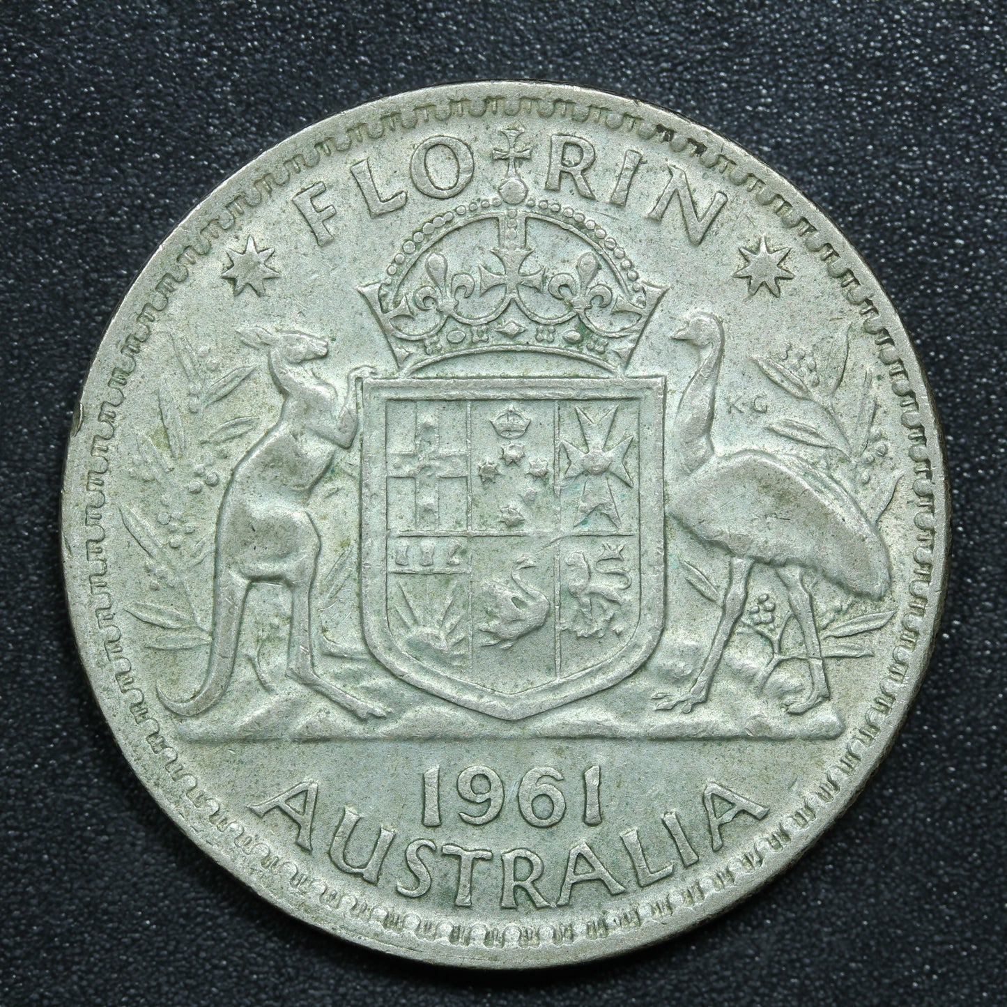 1961 Australia 1 Florin Silver Coin - KM# 60
