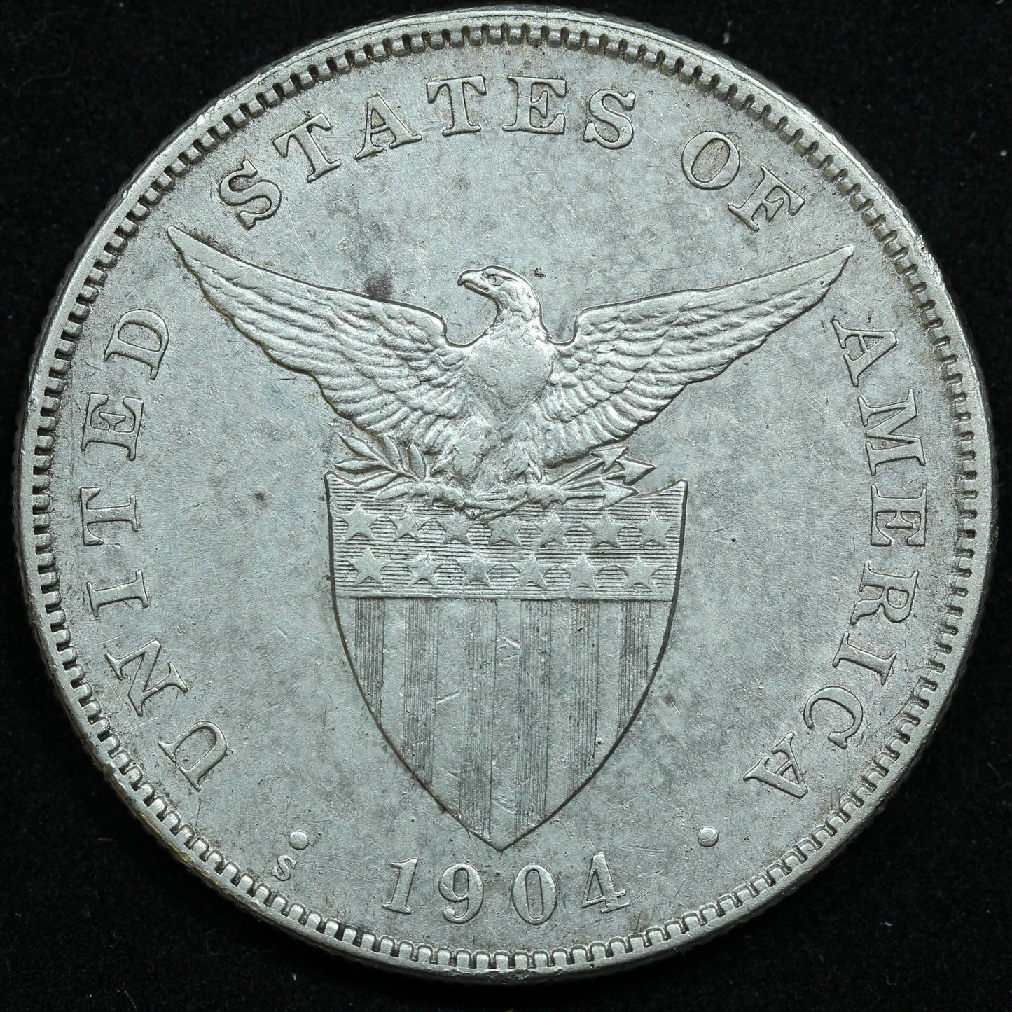 1904 S 1 One Peso Philippines Silver Coin - KM# 168