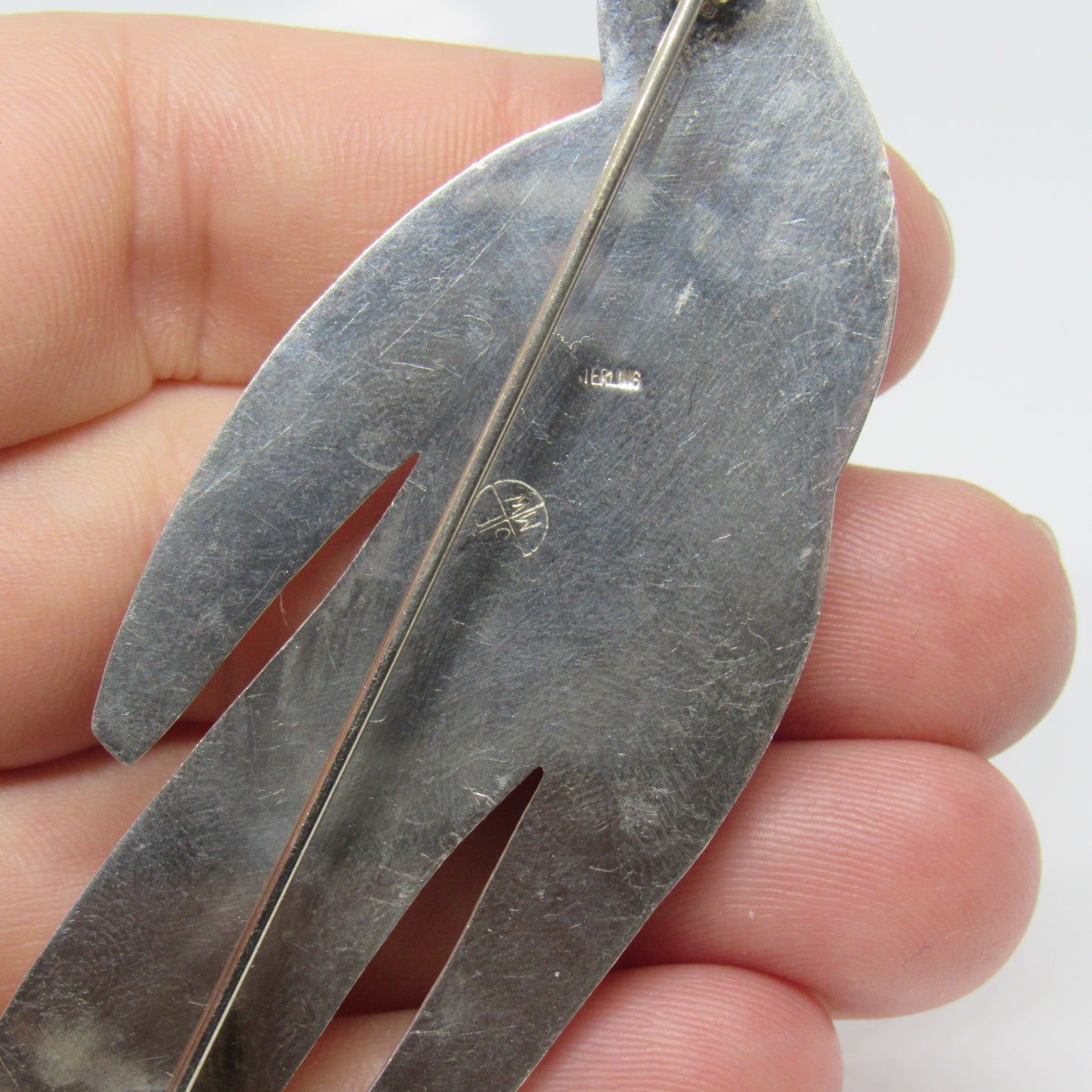 Great Falls Metal Works GFMW White Onyx? Flying Bird Brooch