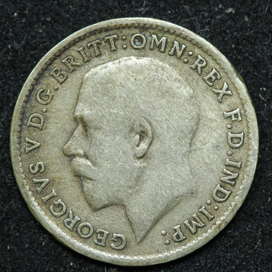 1921 Great Britain 3 Pence Threepence .500 Fine Silver KM#813a