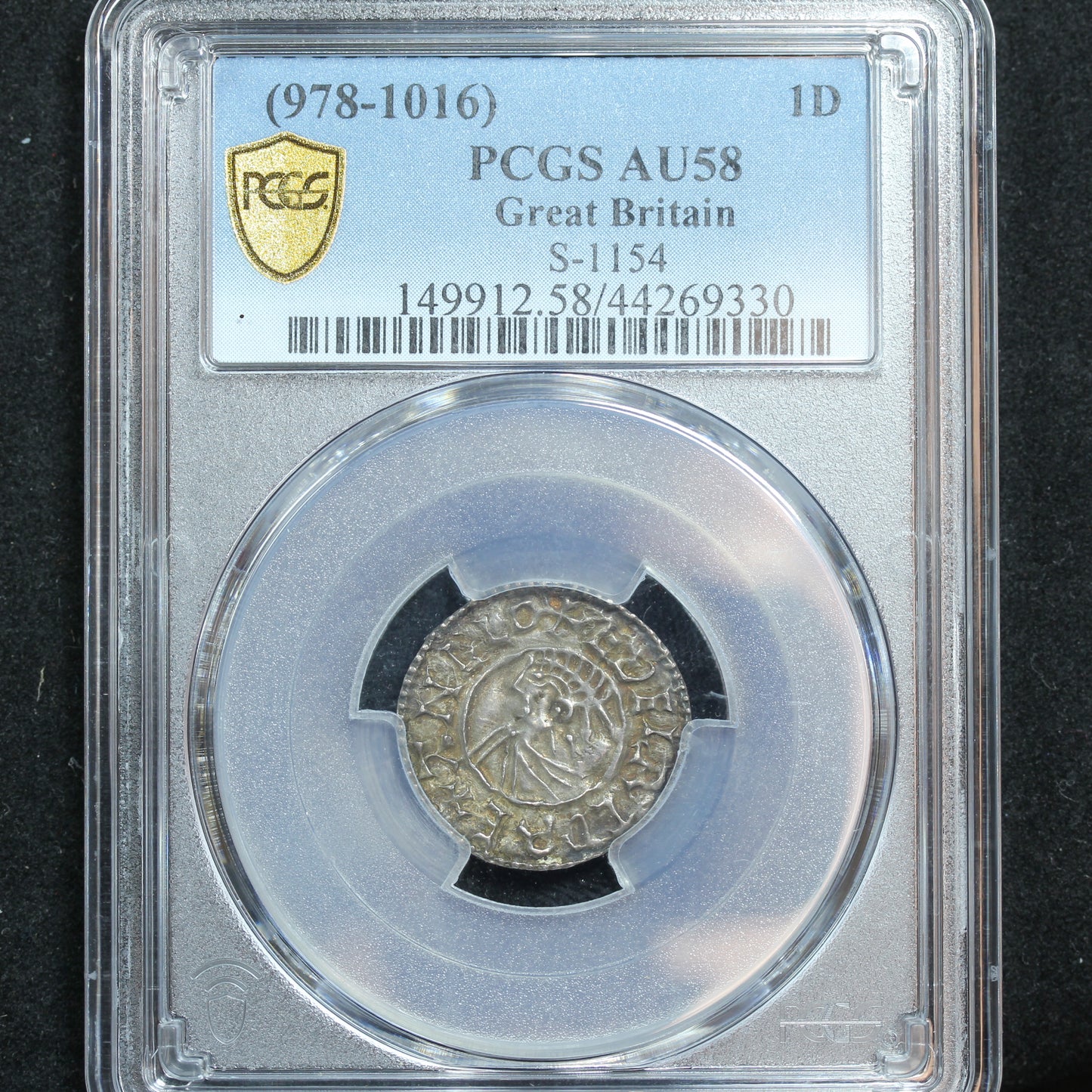 978-1016 Great Britain One Penny Silver Coin S-1154 Aethelred II - PCGS AU 58
