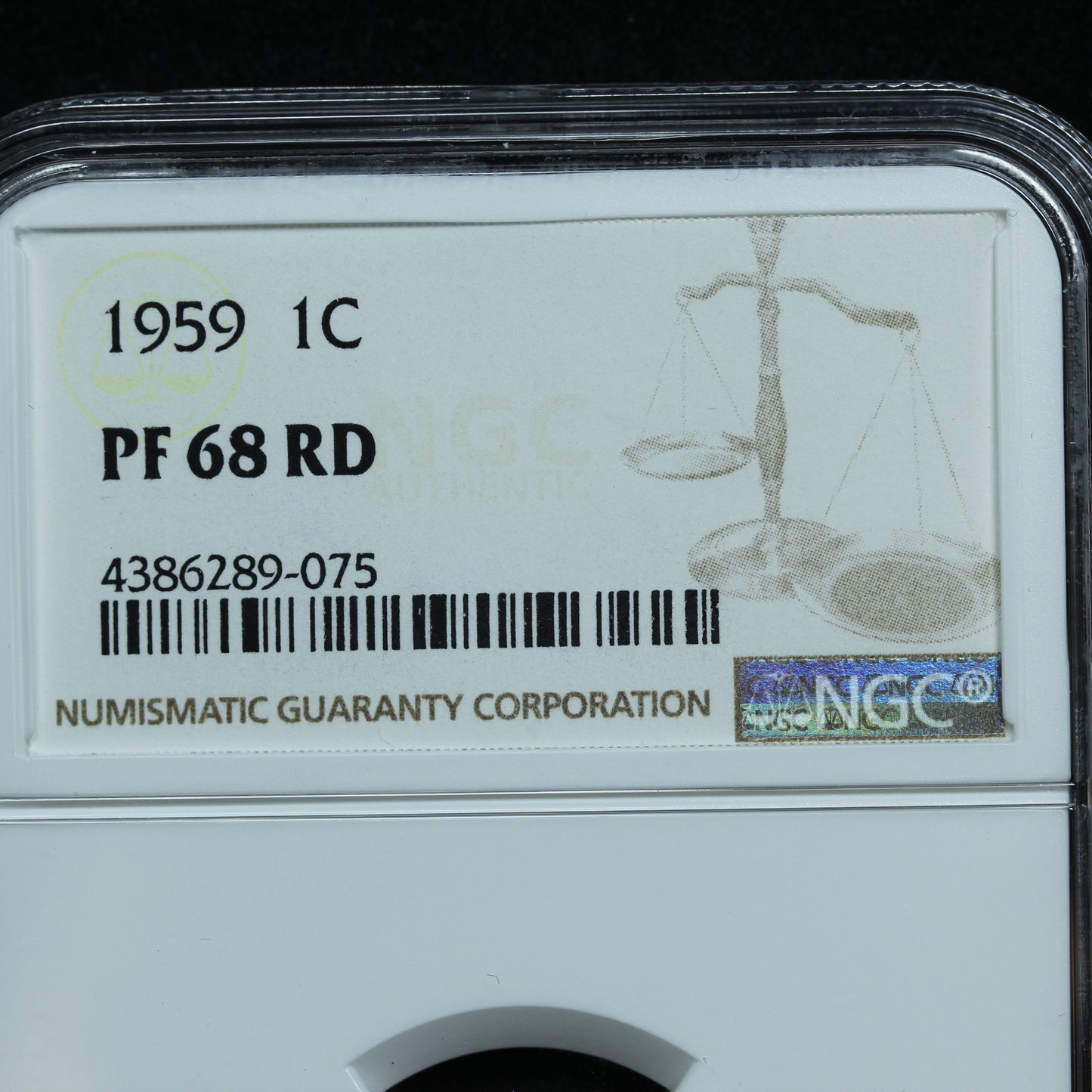 1959 1c Lincoln Cent Penny - NGC PF 68 RD Red