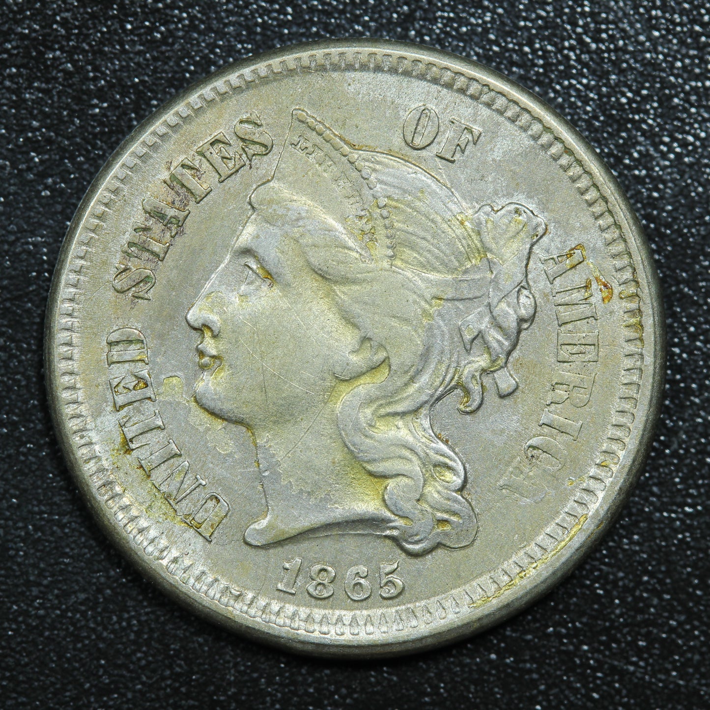 1865 Three 3 Cent 3c Nickel