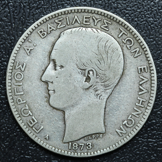 1873 Greece 2 Drachmai Silver Coin - George I - KM# 39  (#2)
