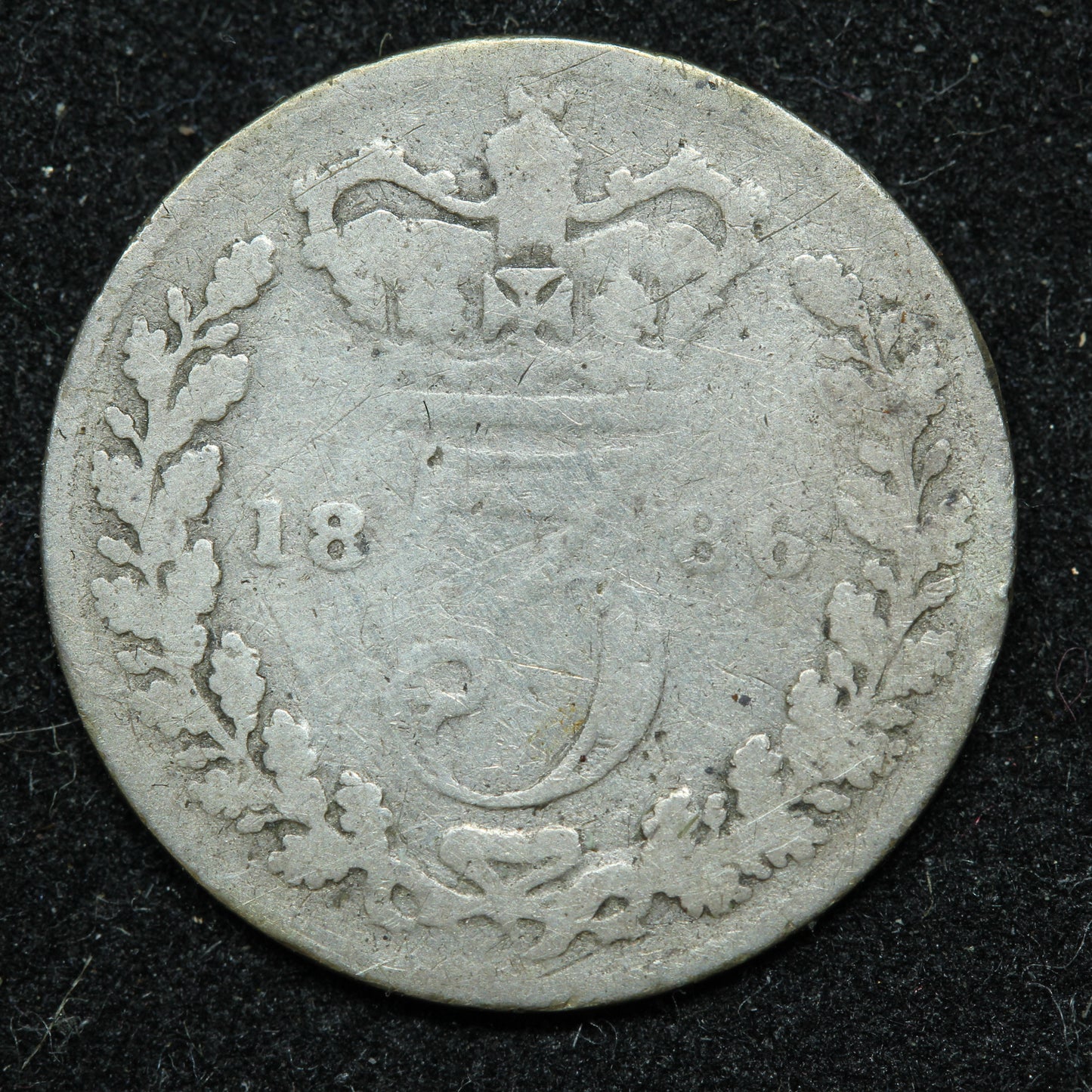 1886 Great Britain 3 Pence Threepence .925 Fine Silver