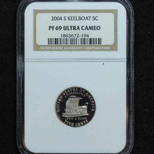 2004 S (San Francisco) 5c Jefferson Nickel Keelboat - NGC PF 69 UCAM