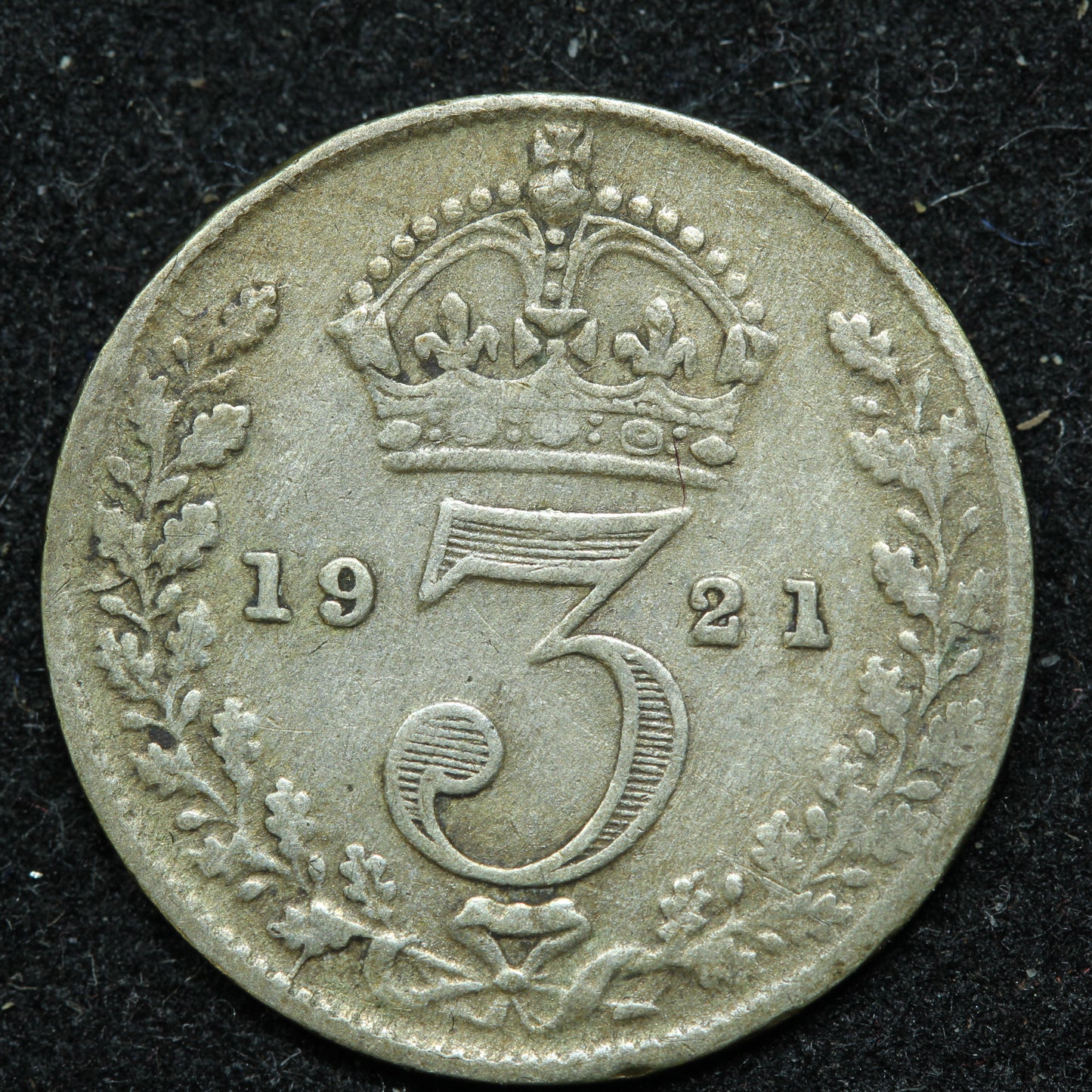 1921 Great Britain 3 Pence Threepence .500 Fine Silver KM#813a