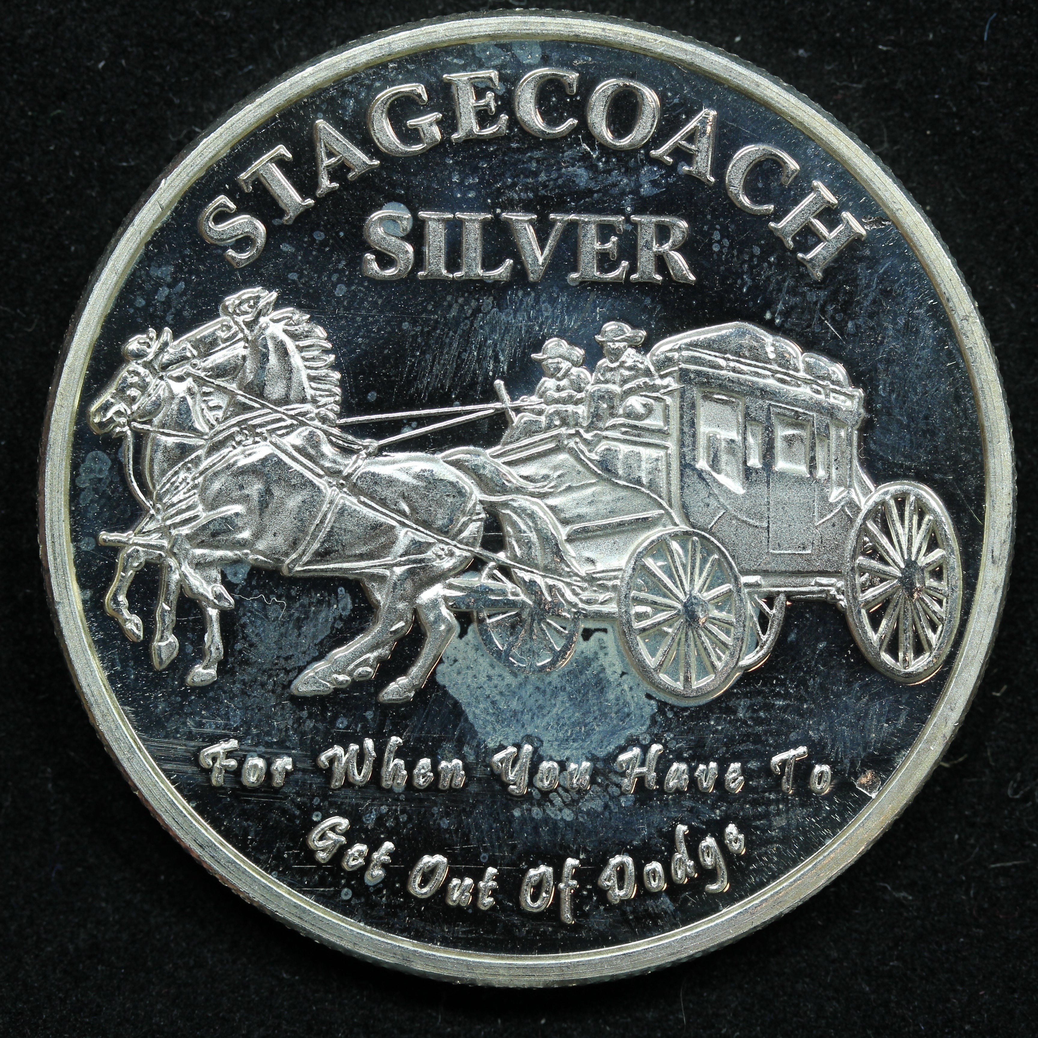 1 oz .999 Fine StageCoach Divisible Silver Art Round - Spots