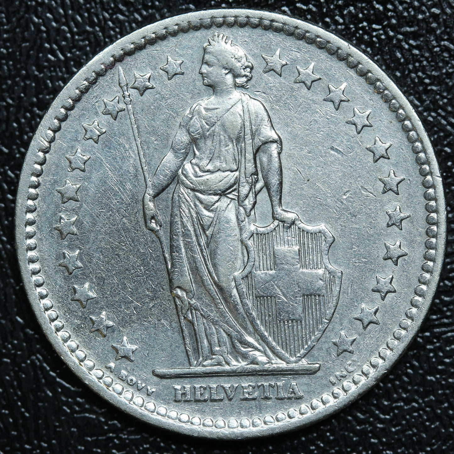 1944 B Switzerland 2 FRANC Silver KM#21