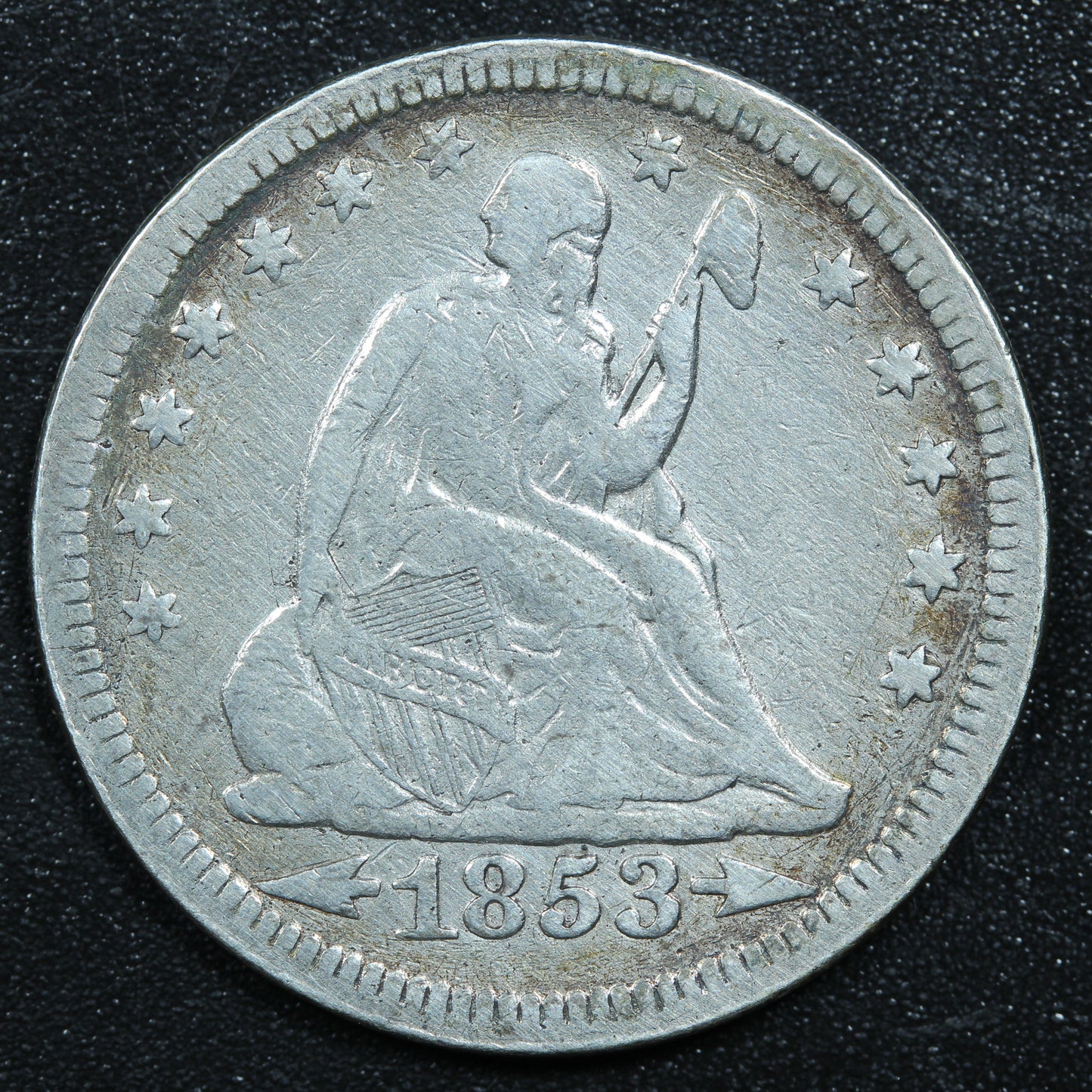 1853 Seated Liberty Silver Quarter Philadelphia