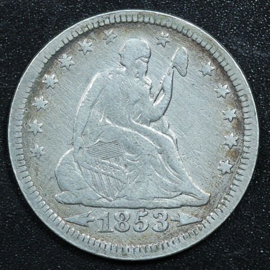 1853 Seated Liberty Silver Quarter Philadelphia