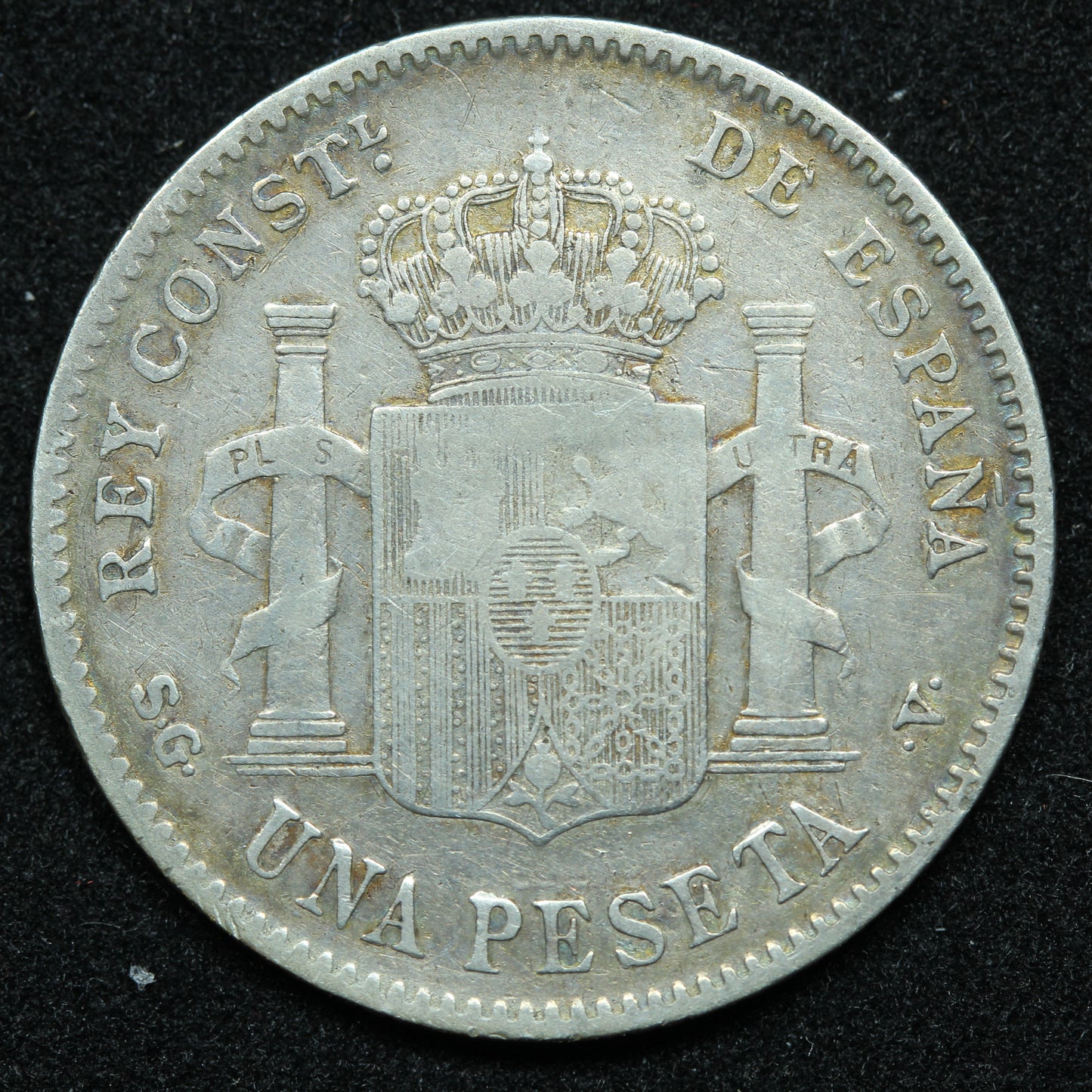 1899 Una Peseta Spain Silver Coin - ALFONSO XIII - KM# 706