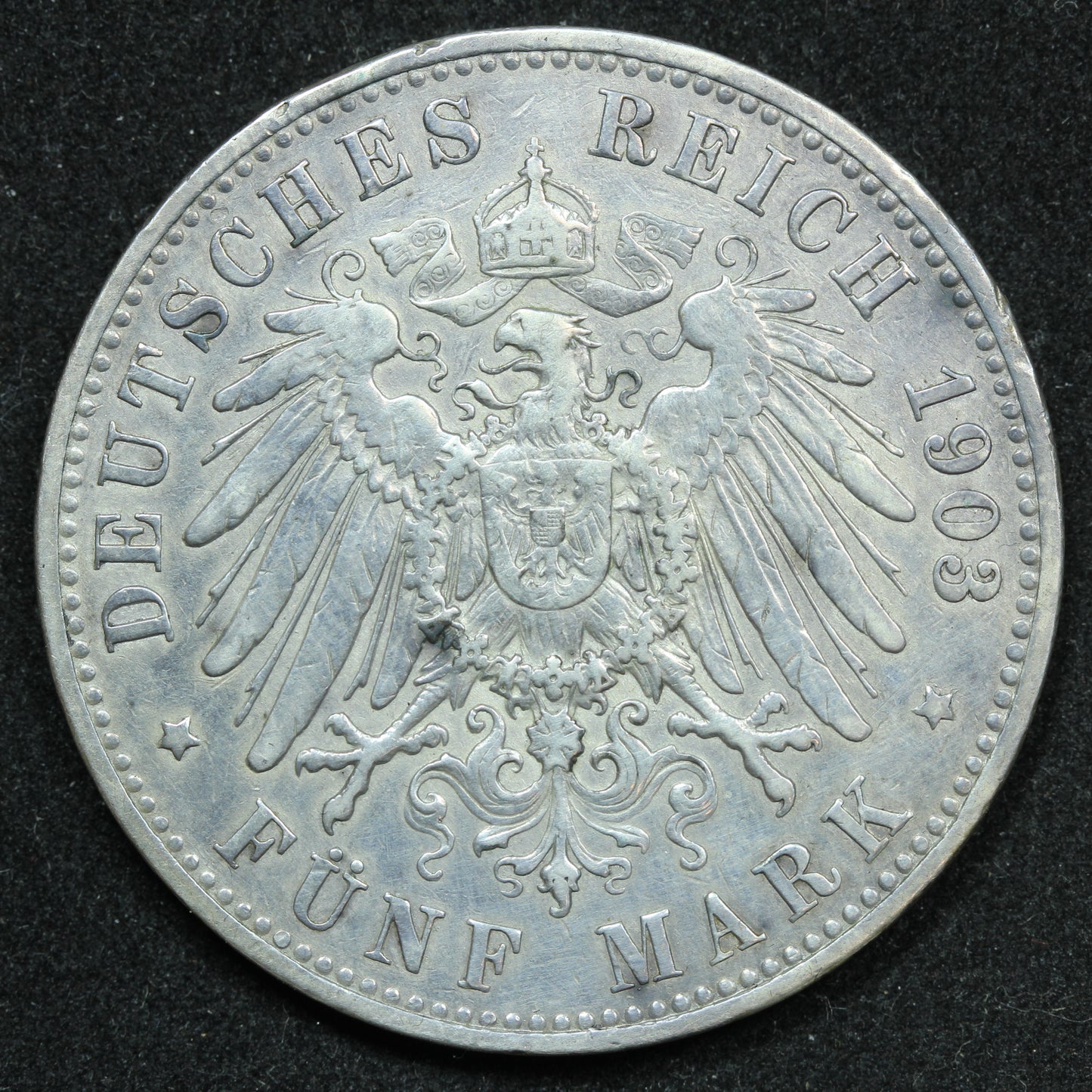 1903 A German States Prussia 5 Funf Mark Silver Coin - KM# 523