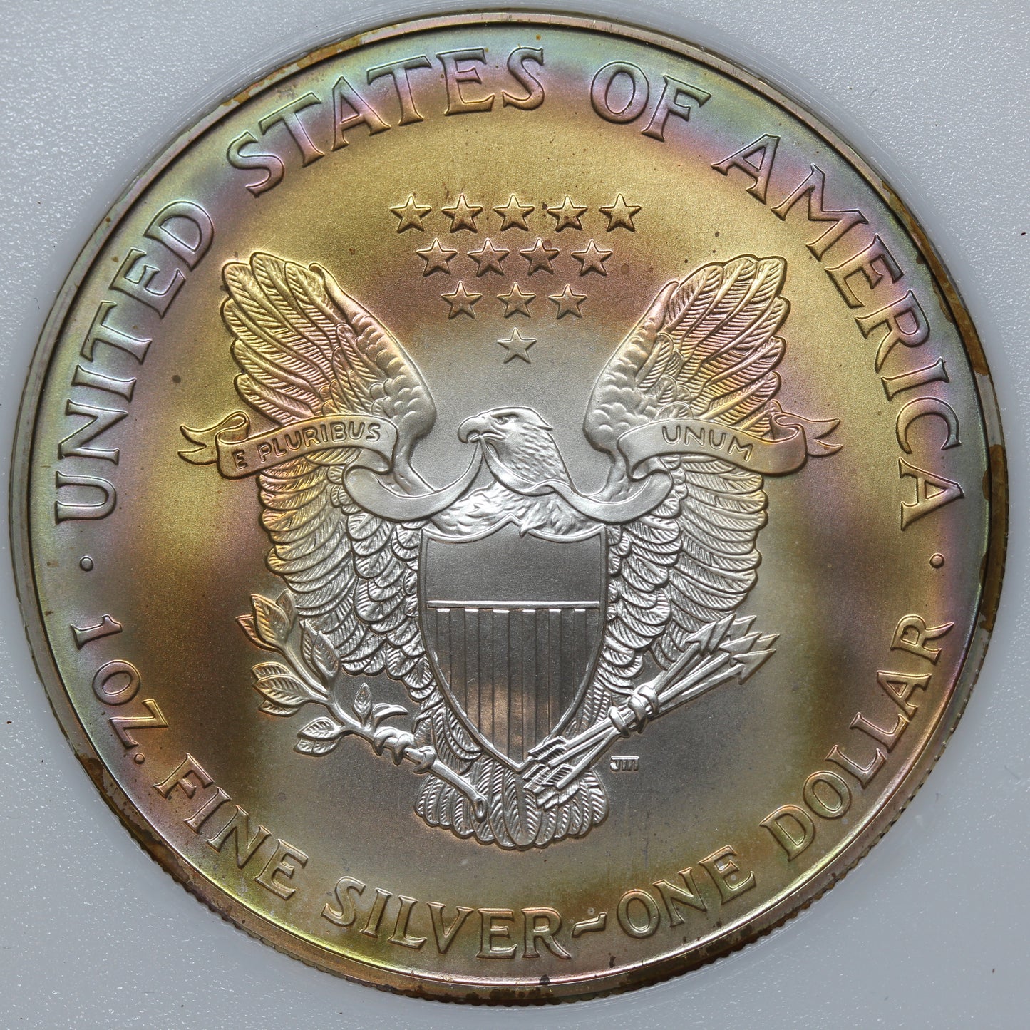 1999 American Silver Eagle Great Rainbow Toning PCI Holder
