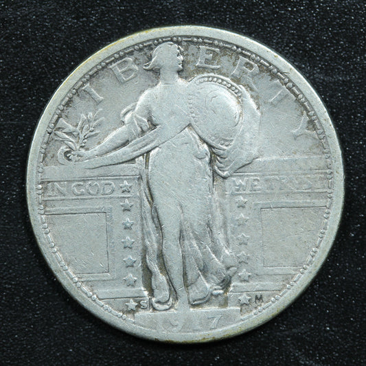 1917 S (San Francisco) Standing Liberty 90% Silver Quarter Variety 1