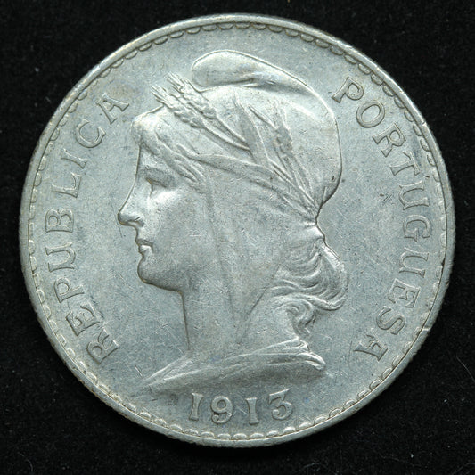 1913 50 Centavos Portugal Silver Coin -  KM# 561