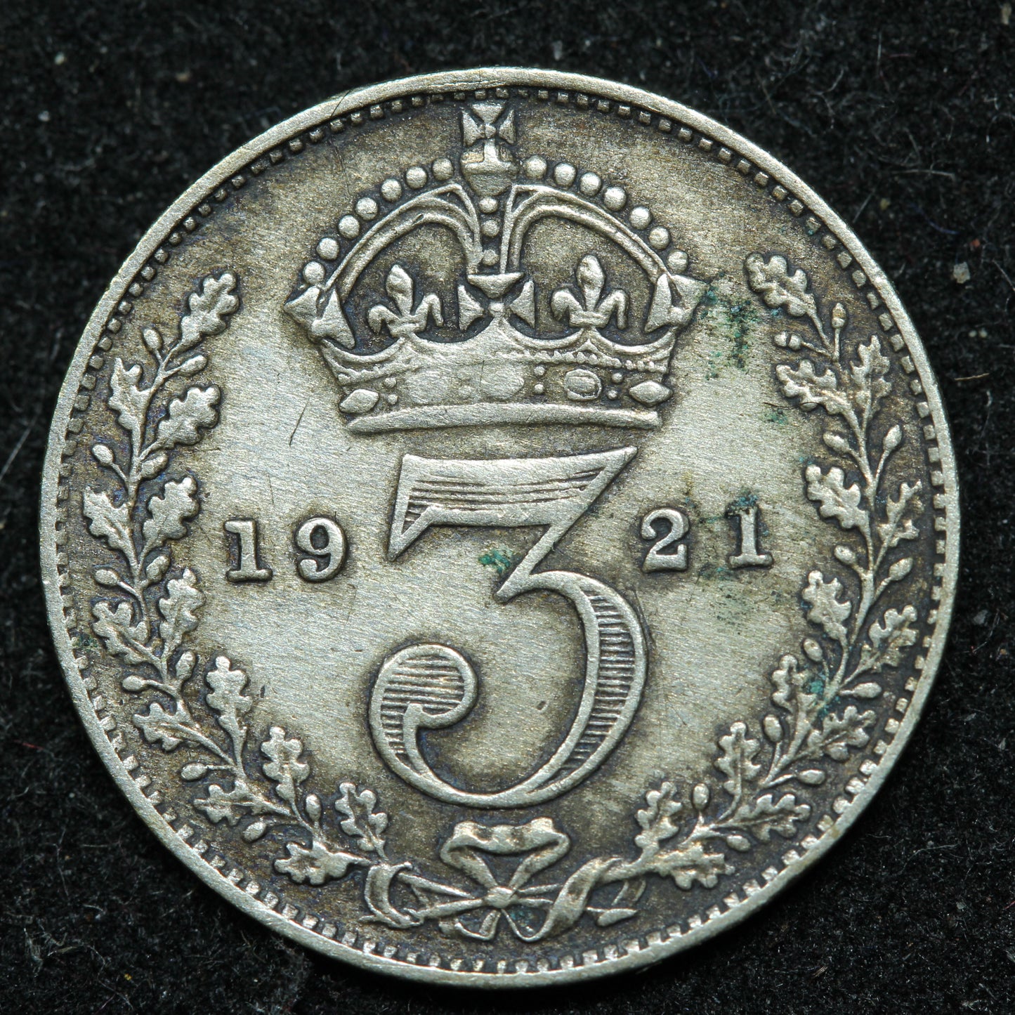 1921 Great Britain 3 Pence Threepence .500 Fine Silver KM#813a