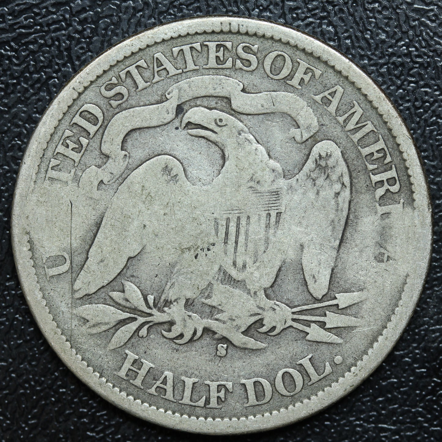 1875 S Seated Liberty Silver Half Dollar "Robie" Stamp