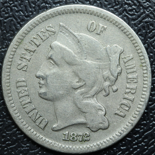 1872 Three 3 Cent 3c Nickel