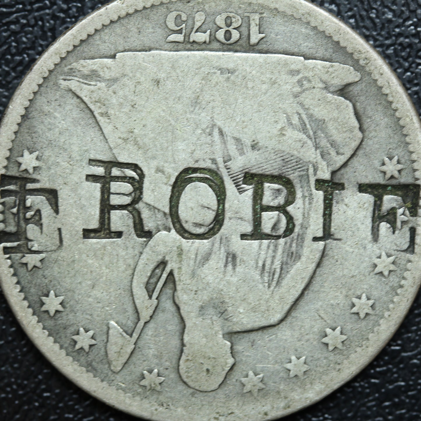 1875 S Seated Liberty Silver Half Dollar "Robie" Stamp