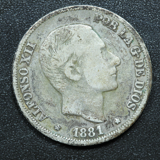 1881 10 Centimos Philippines Silver Coin - Alfonso XII - KM# 148