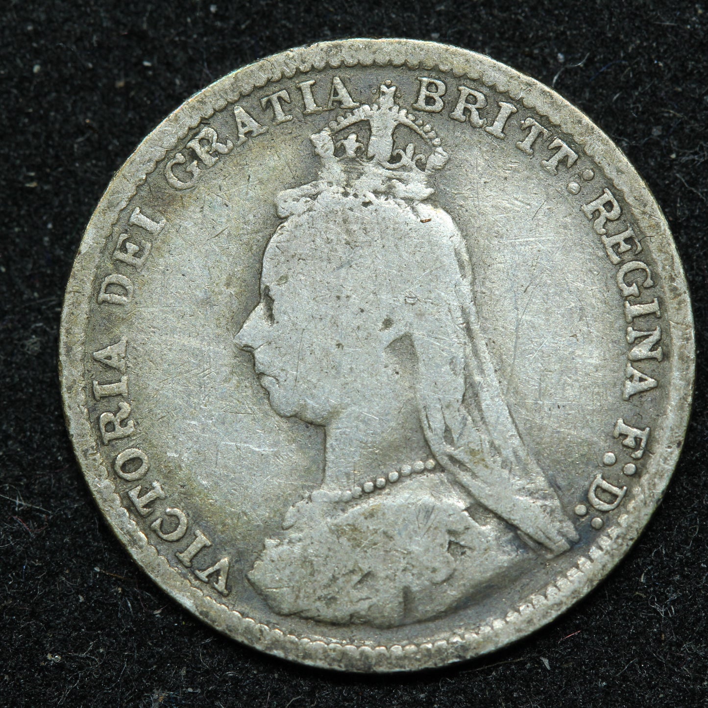 1889 Great Britain 3 Pence Threepence .925 Fine Silver KM#758