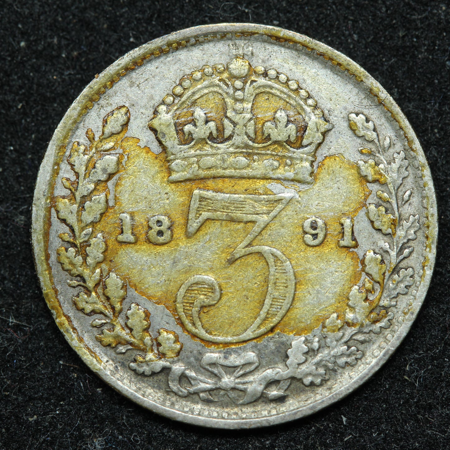 1891 Great Britain 3 Pence Threepence .925 Fine Silver KM#758