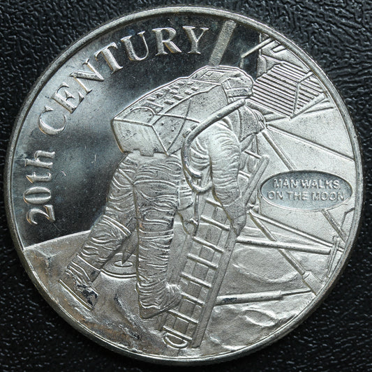 1 oz .999 Silver Art Round 2000 Millennium Man Walking on the Moon