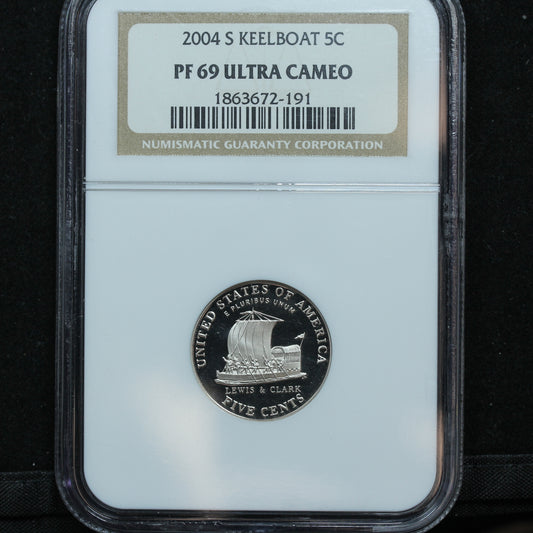 2004 S (San Francisco) 5c Jefferson Nickel Keelboat - NGC PF 69 UCAM