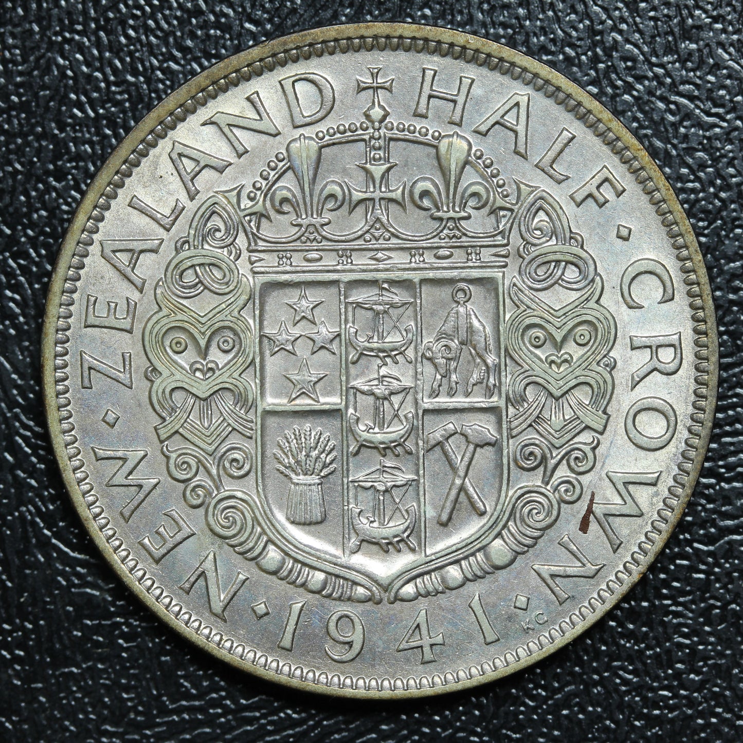 1941 New Zealand NZ Half Crown Silver Coin - KM# 11