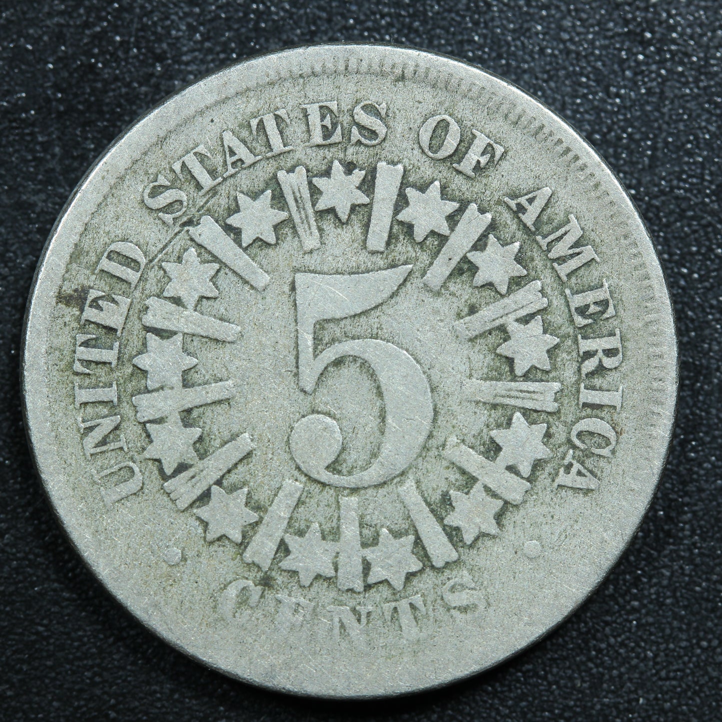 1866 Shield Nickel 5 Cents 5c Five Cents Rays