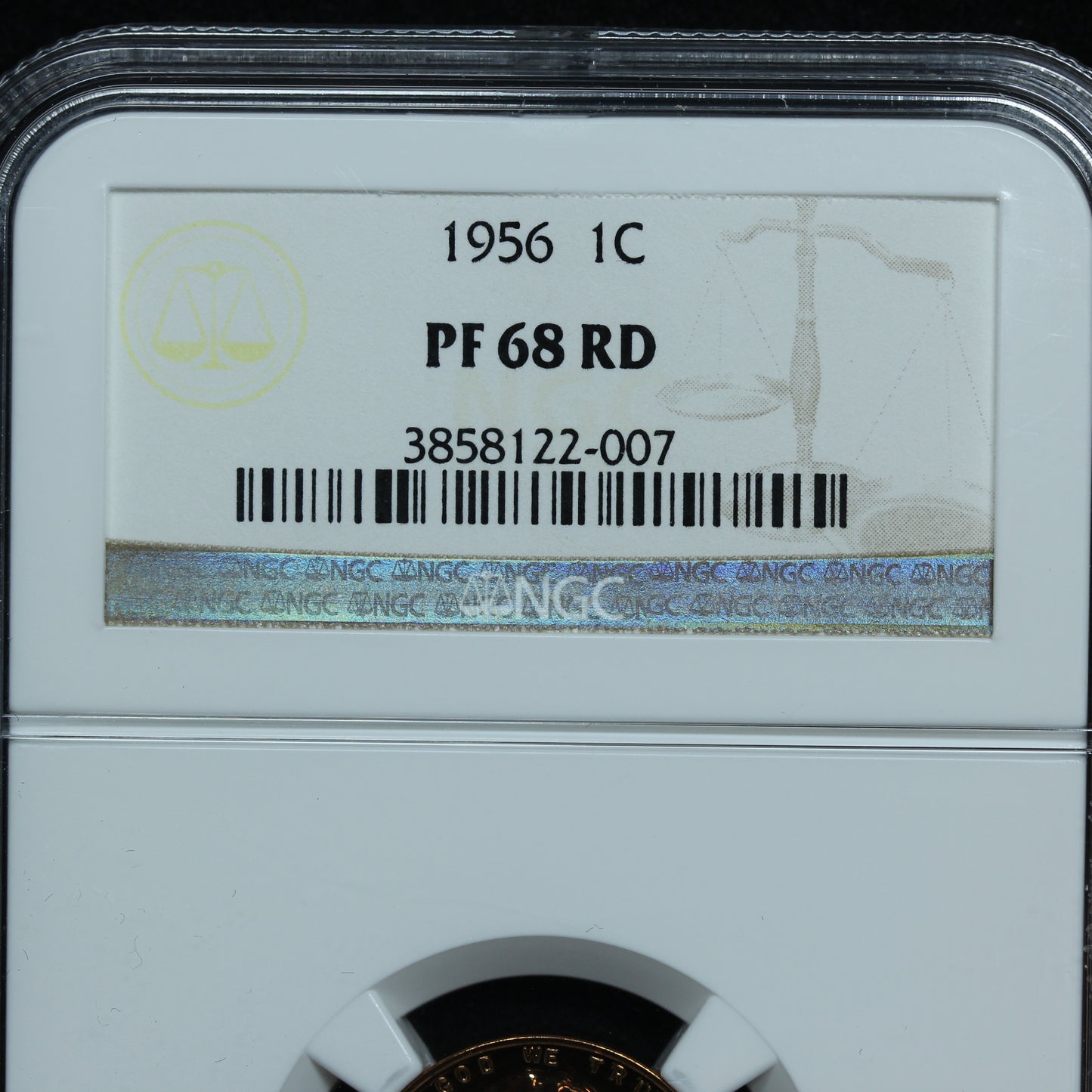 1956 1c Lincoln Cent Penny - NGC PF 68 RD Red