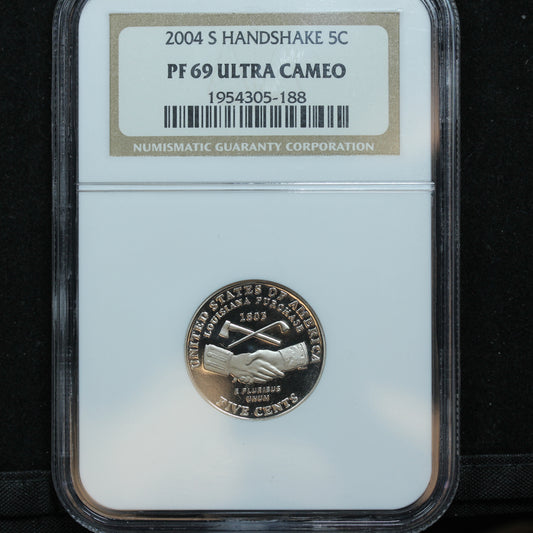 2004 S (San Francisco) 5c Jefferson Nickel Handshake - NGC PF 69 UCAM