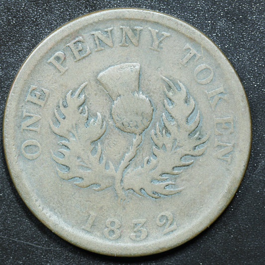 1832 Canadian Bank Token 1 Penny Cent Nova Scotia