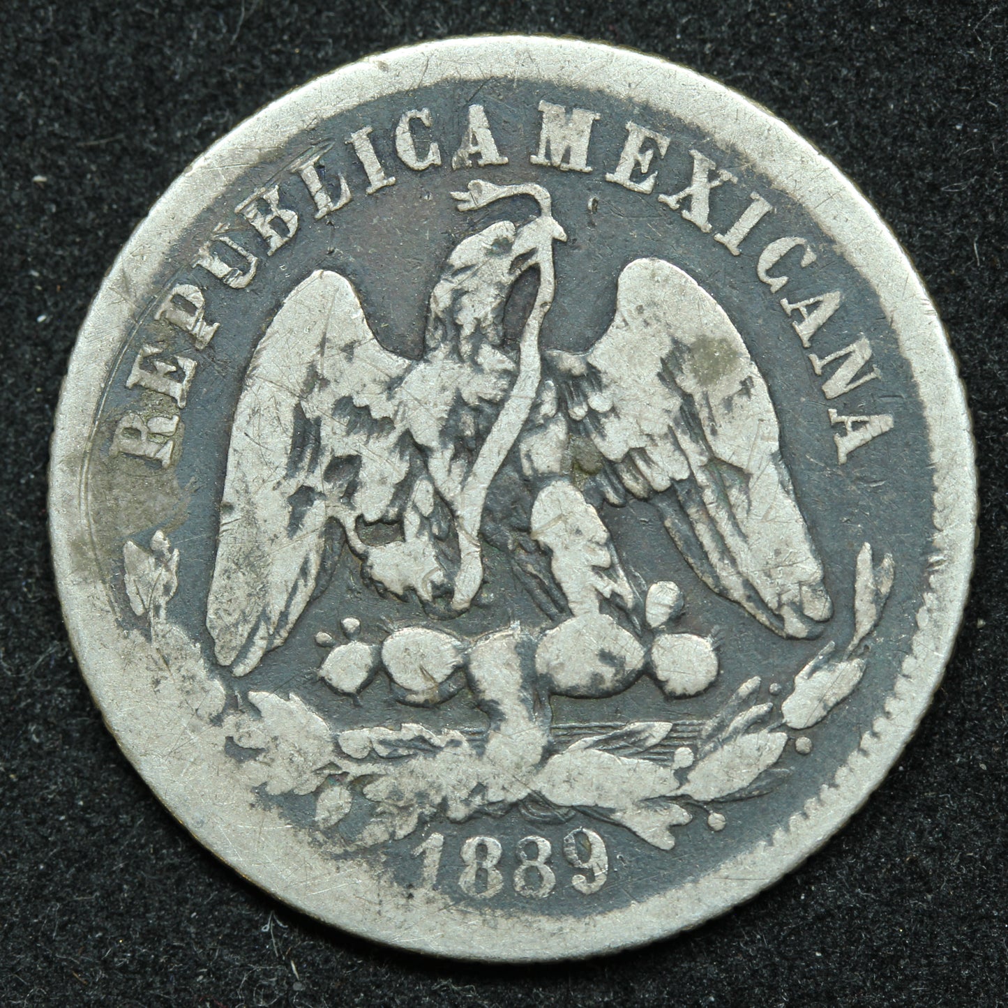 1889 25 Centavos Mo M Mexico Silver Coin - KM# 406.7