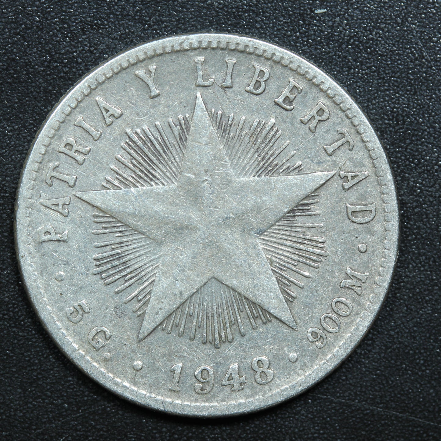 1948 Cuba 20 Veinte Centavos Silver Coin (.900 Fine) KM# 13