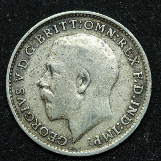 1921 Great Britain 3 Pence Threepence .500 Fine Silver KM#813a