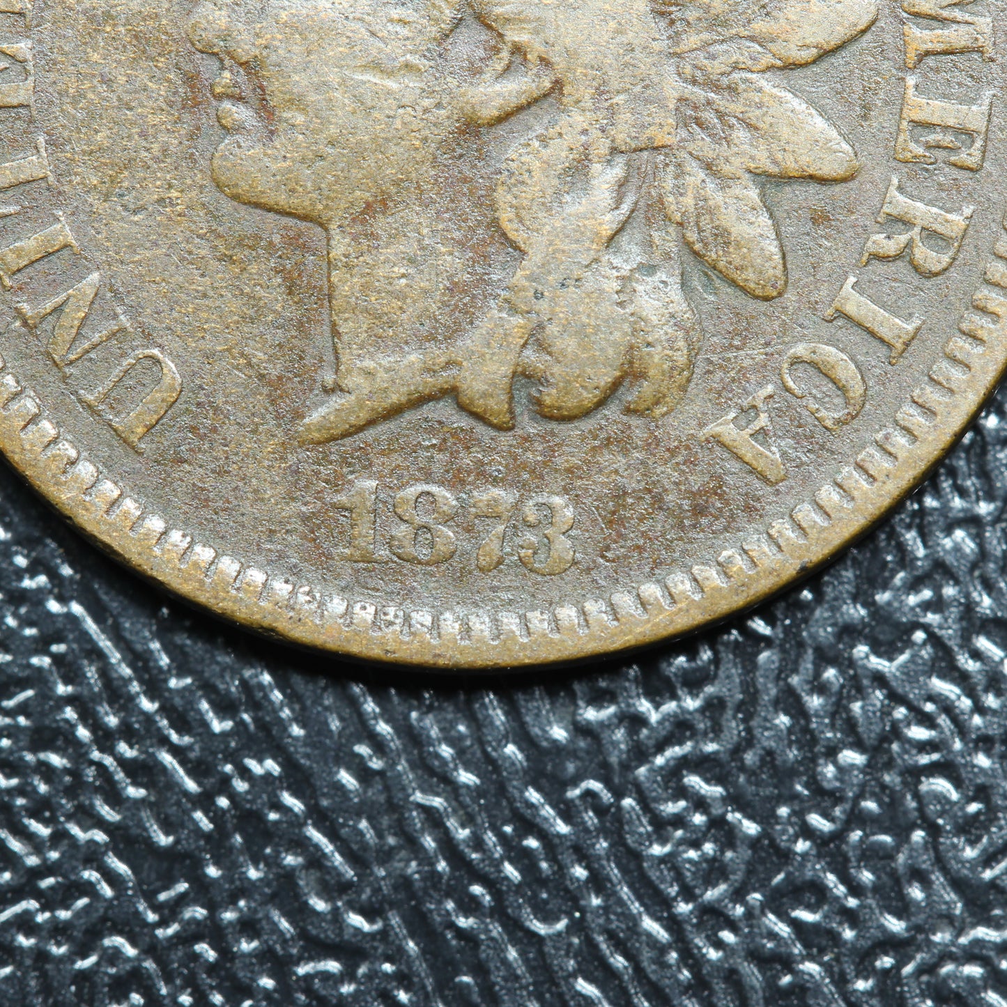 1873 Close 3 Indian Head Penny Nice Condition!