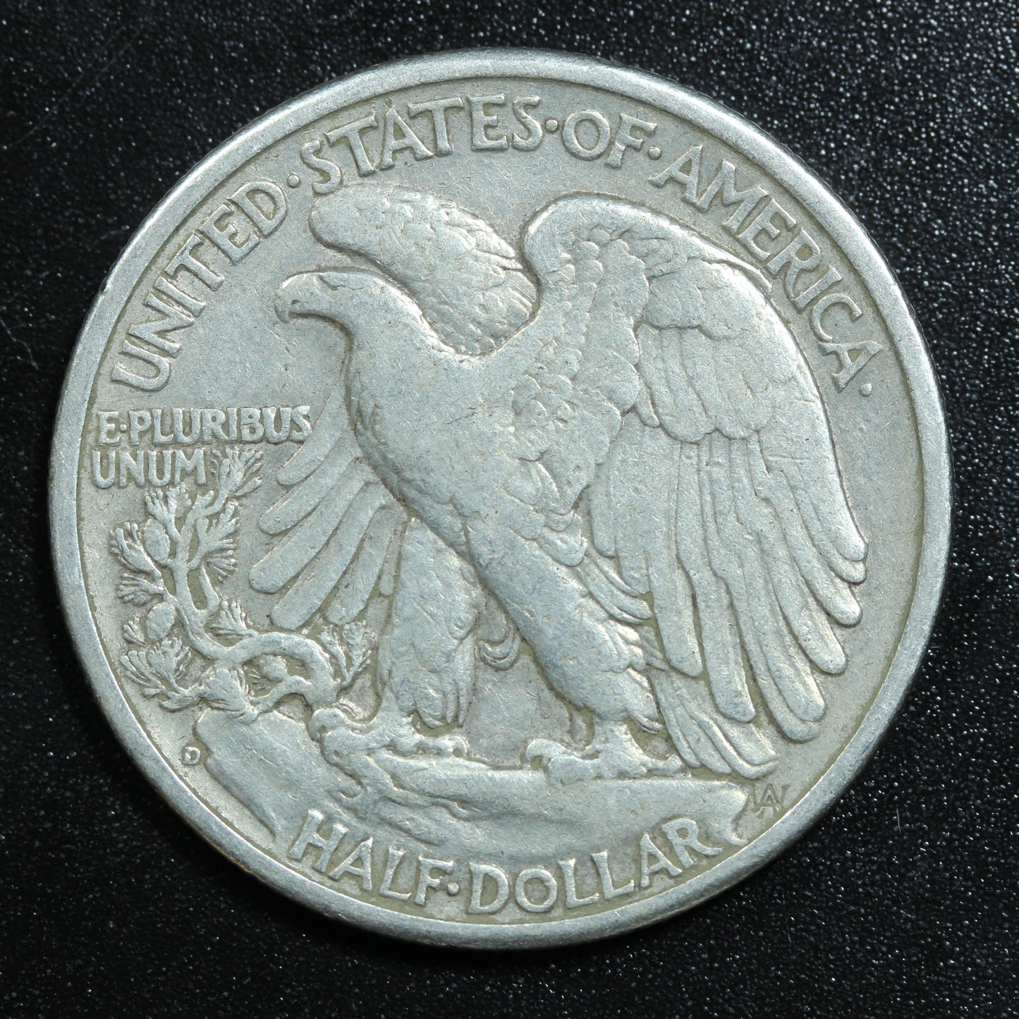 1944 D Denver Walking Liberty Silver Half Dollar 50c Some Toning