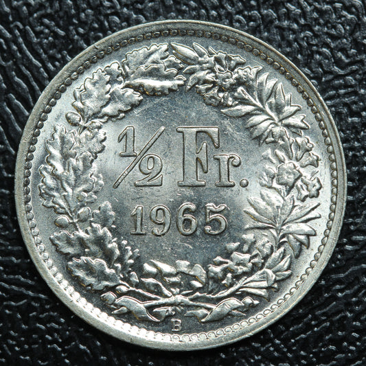 1965 B Switzerland 1/2 FRANC Silver KM#23