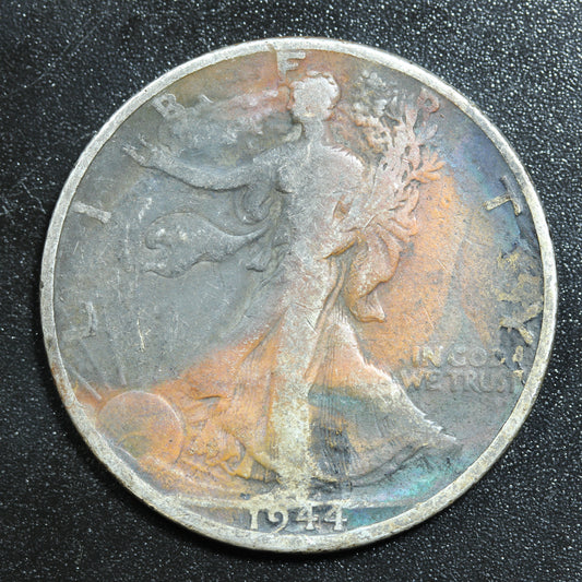 1944 D Denver Liberty Silver Half Dollar 50c Crazy Color